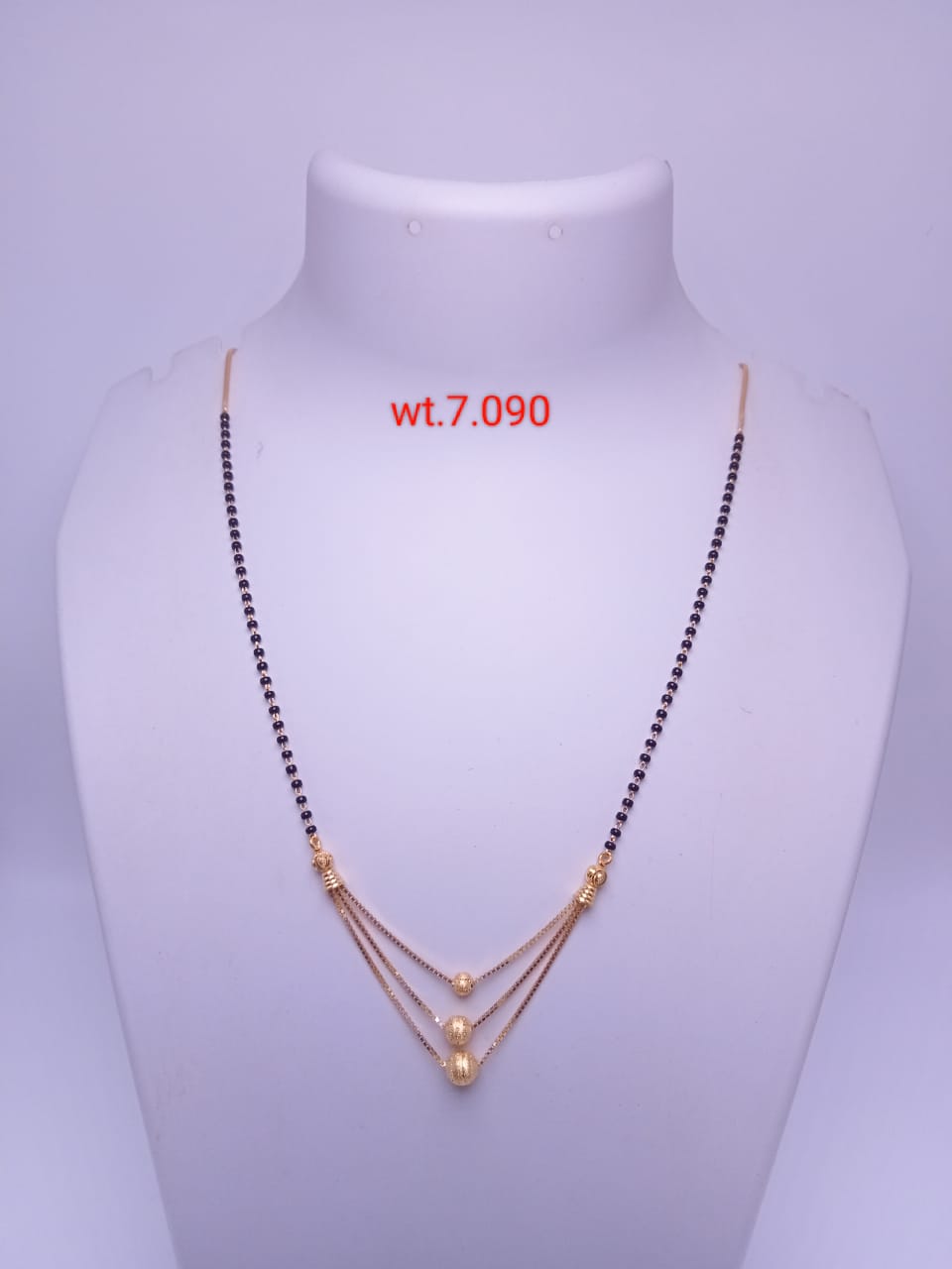 Elegant Triple Layer Gold Beaded Mangalsutra