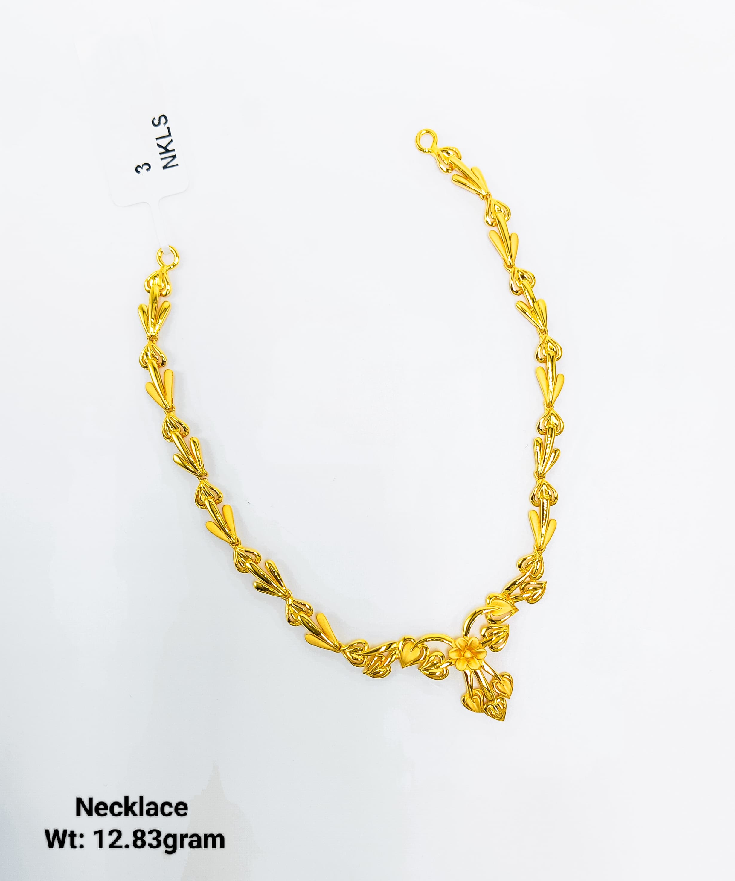 22K Gold Ladies Floral Leaf Link Necklace – 12.83 Grams