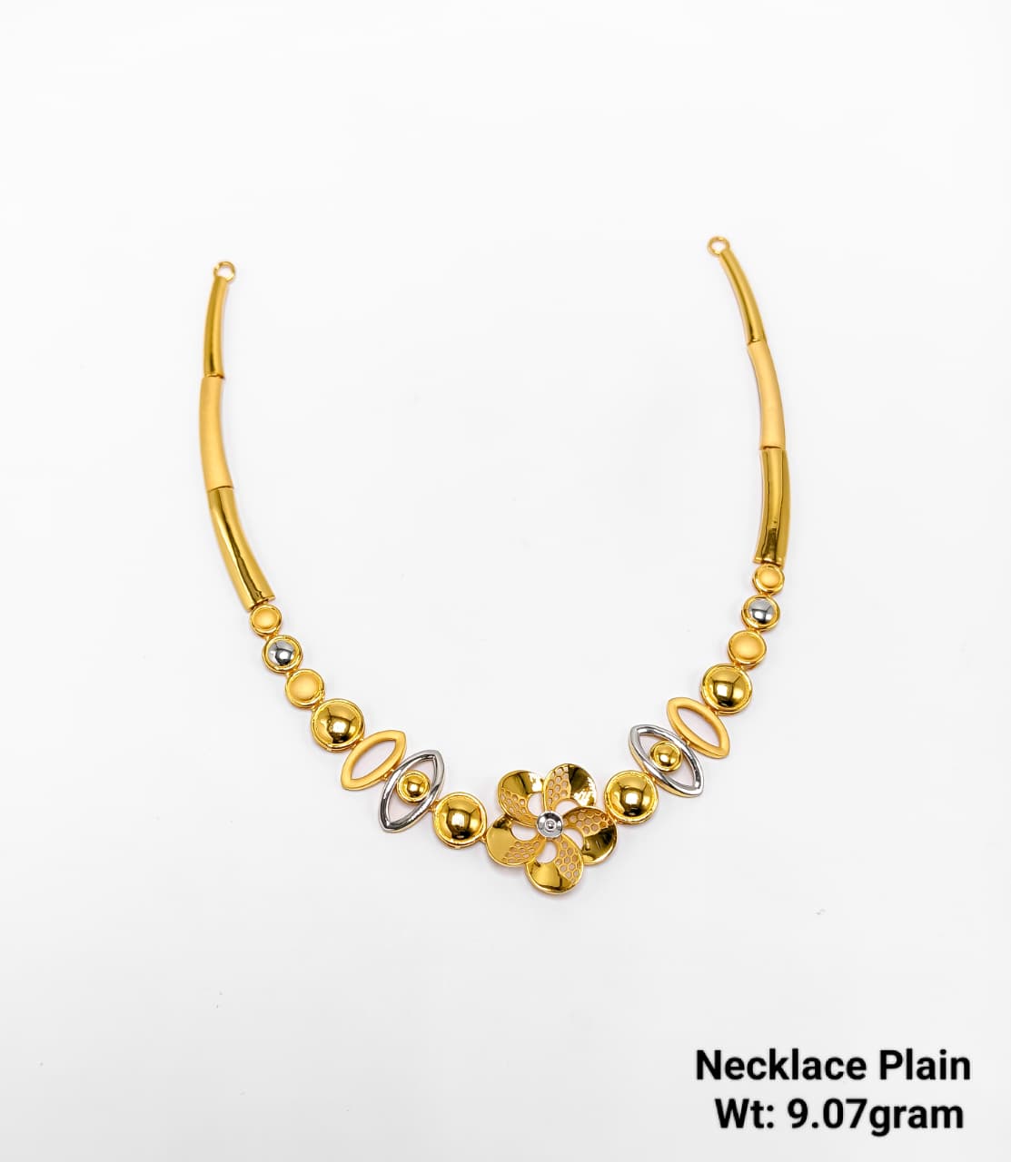 Plain Dual-Tone Floral Center Necklace (9.07 gram)